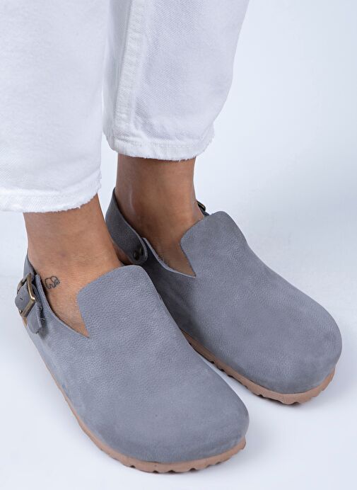 Manijero Gri Kadın Deri Sandalet MNJ.076.08 - Görsel 4