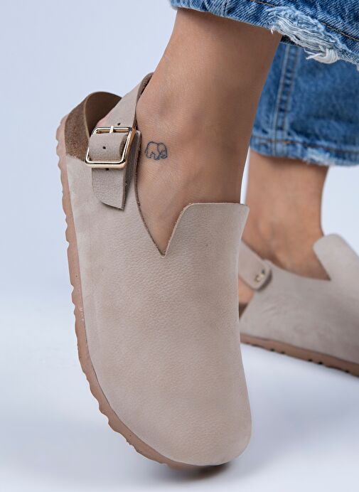 Manijero Bej Kadın Deri Sandalet MNJ.076.09 - Görsel 6