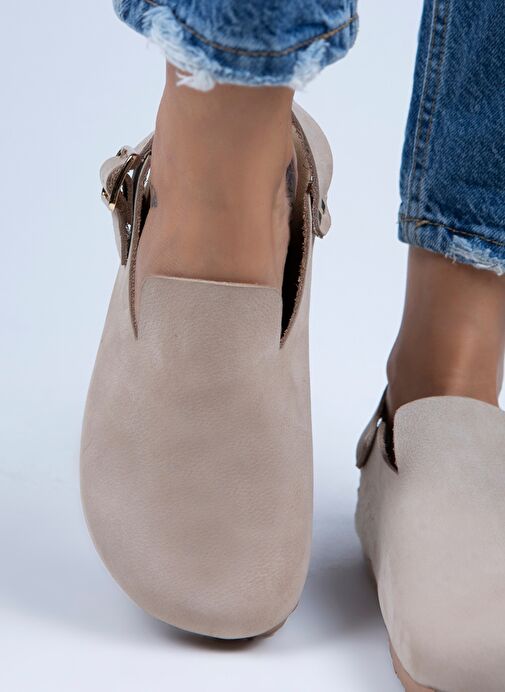 Manijero Bej Kadın Deri Sandalet MNJ.076.09 - Görsel 7