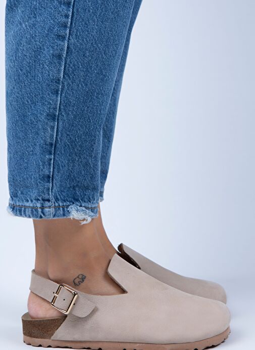 Manijero Bej Kadın Deri Sandalet MNJ.076.09 - Görsel 3
