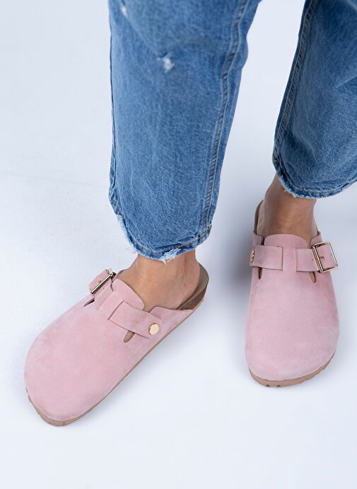 Manijero Pembe Kadın Deri Terlik MNJ.077.06 - Görsel 7