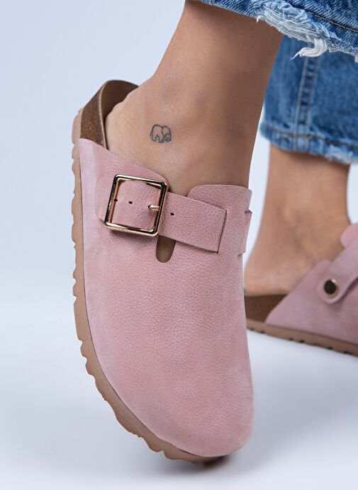 Manijero Pembe Kadın Deri Terlik MNJ.077.06 - Görsel 5