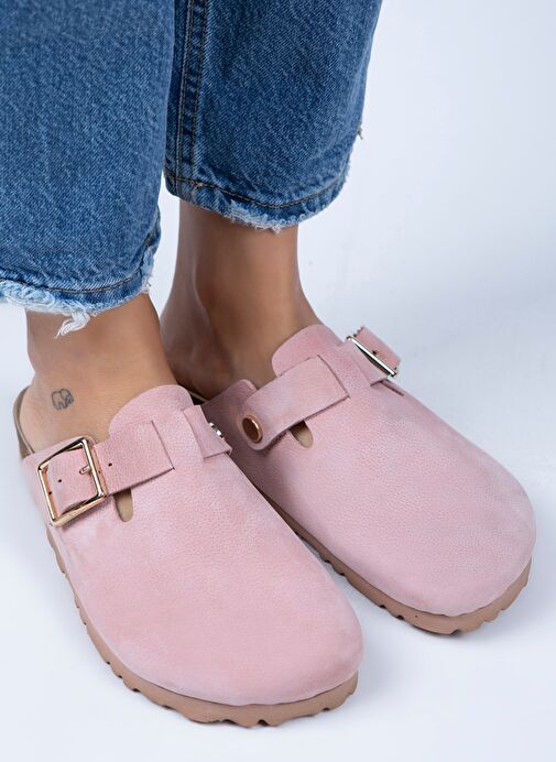 Manijero Pembe Kadın Deri Terlik MNJ.077.06 - Görsel 3