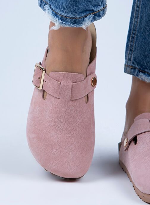 Manijero Pembe Kadın Deri Terlik MNJ.077.06 - Görsel 6