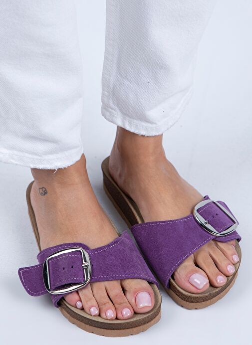 Manijero Mor Kadın Süet Terlik MNJ.022.14 - Görsel 6