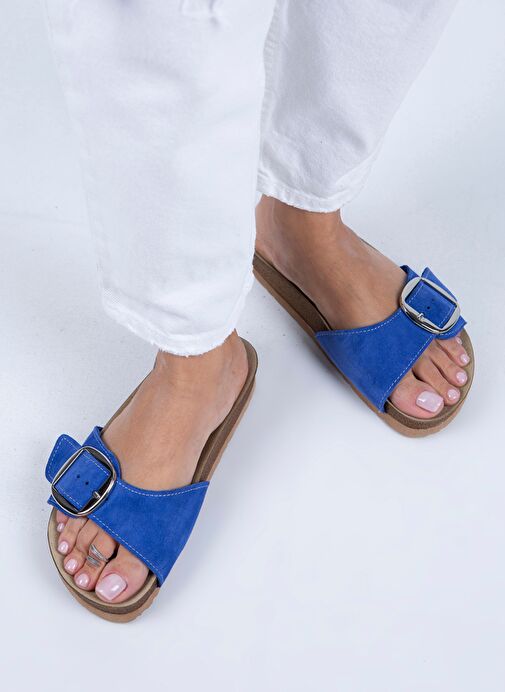 Manijero Mavi Kadın Süet Terlik MNJ.022.15 - Görsel 5