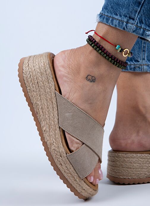 Manijero Bej Kadın Süet Terlik MNJ.079.02 - Görsel 8