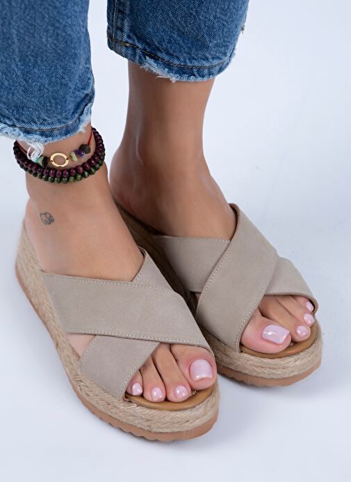 Manijero Bej Kadın Süet Terlik MNJ.079.02 - Görsel 3