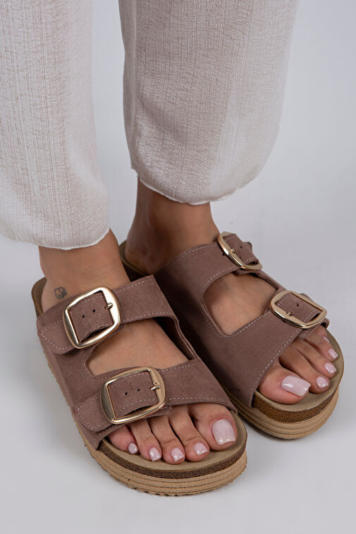 Manijero Vizon-Gold Kadın Deri Terlik MNJ.038.12 - Görsel 3