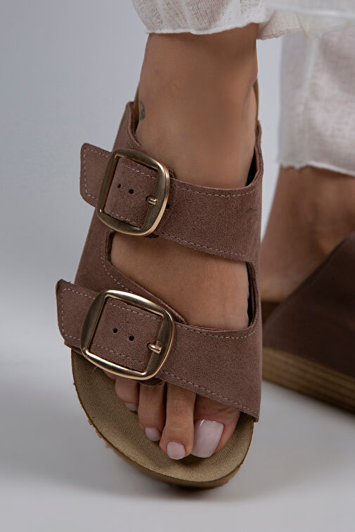 Manijero Vizon-Gold Kadın Deri Terlik MNJ.038.12 - Görsel 5