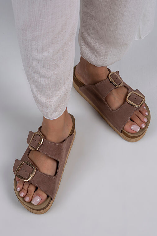 Manijero Vizon-Gold Kadın Deri Terlik MNJ.038.12 - Görsel 6