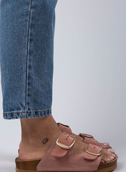 Manijero Pudra-Gold Kadın Süet Terlik MNJ.010.31 - Görsel 3