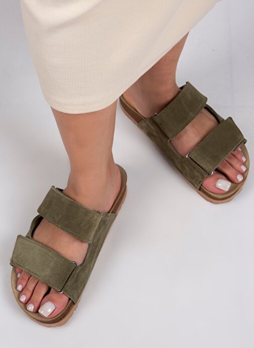 Manijero Haki Kadın Süet Terlik MNJ.009.11 - Görsel 7