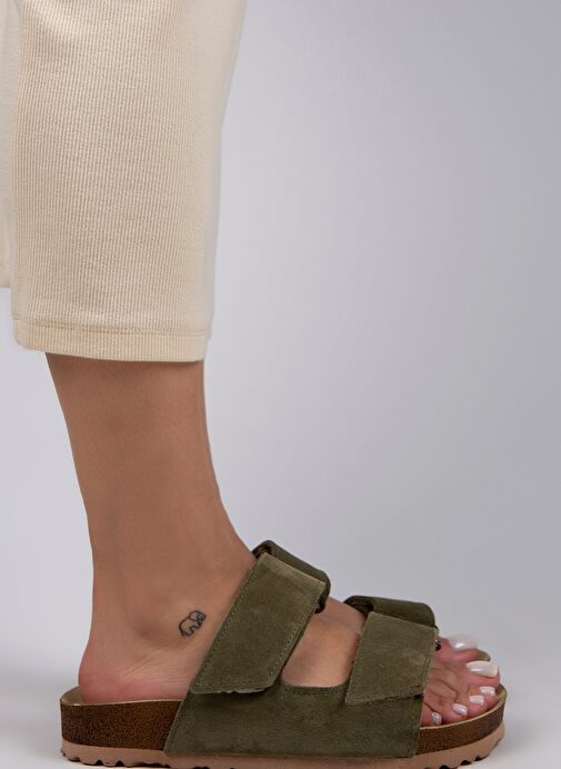 Manijero Haki Kadın Süet Terlik MNJ.009.11 - Görsel 8