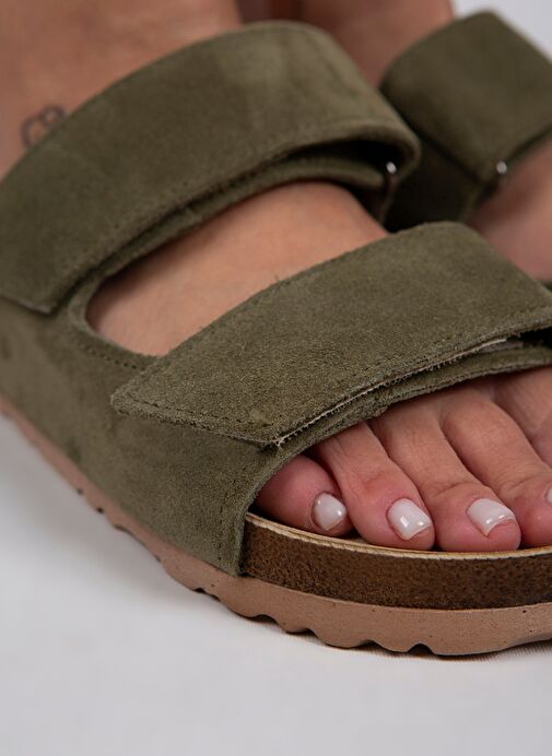 Manijero Haki Kadın Süet Terlik MNJ.009.11 - Görsel 5