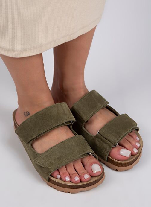 Manijero Haki Kadın Süet Terlik MNJ.009.11 - Görsel 4