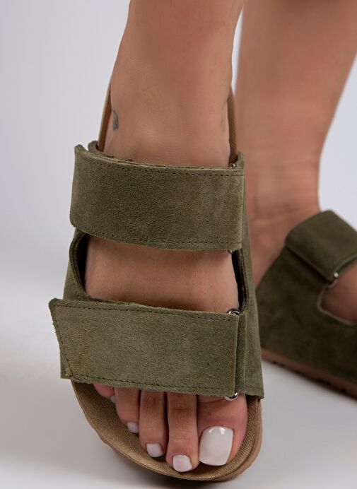 Manijero Haki Kadın Süet Terlik MNJ.009.11 - Görsel 6