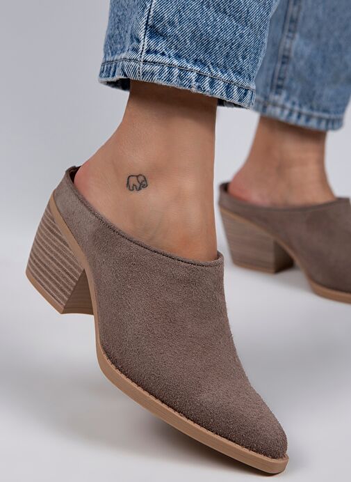 Manijero Stella Kadın Hakiki Deri Western Vizon - Süet Terlik - Görsel 4