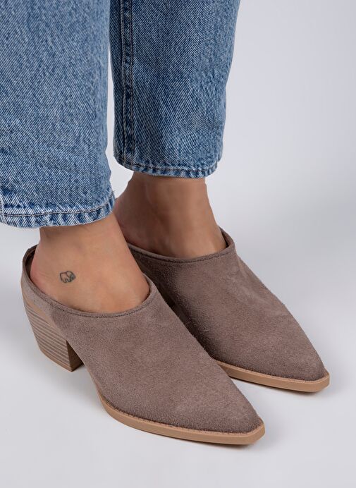 Manijero Stella Kadın Hakiki Deri Western Vizon - Süet Terlik - Görsel 3