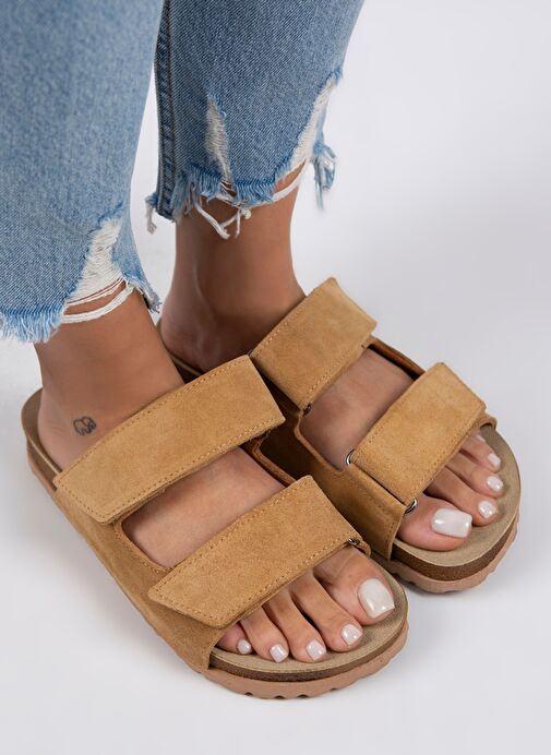 Manijero Açık Hardal Kadın Süet Terlik MNJ.009.12 - Görsel 4