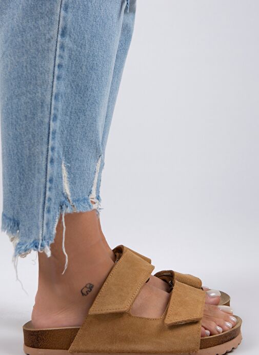 Manijero Açık Hardal Kadın Süet Terlik MNJ.009.12 - Görsel 3