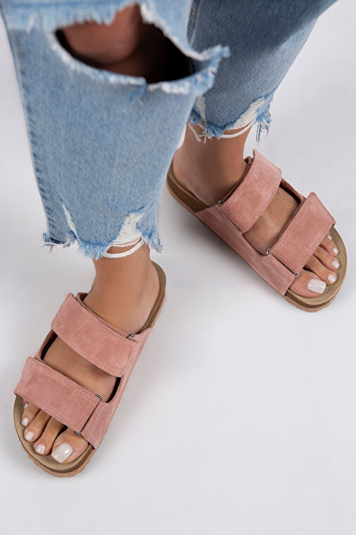 Manijero Pudra Kadın Süet Terlik MNJ.009.13 - Görsel 4