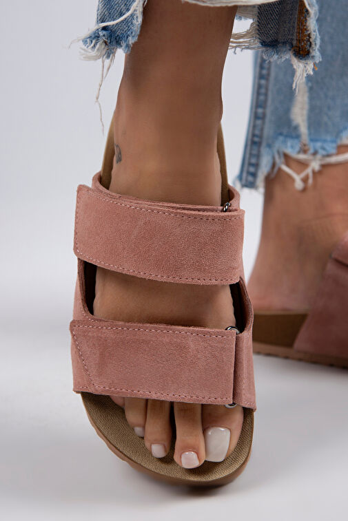 Manijero Pudra Kadın Süet Terlik MNJ.009.13 - Görsel 7