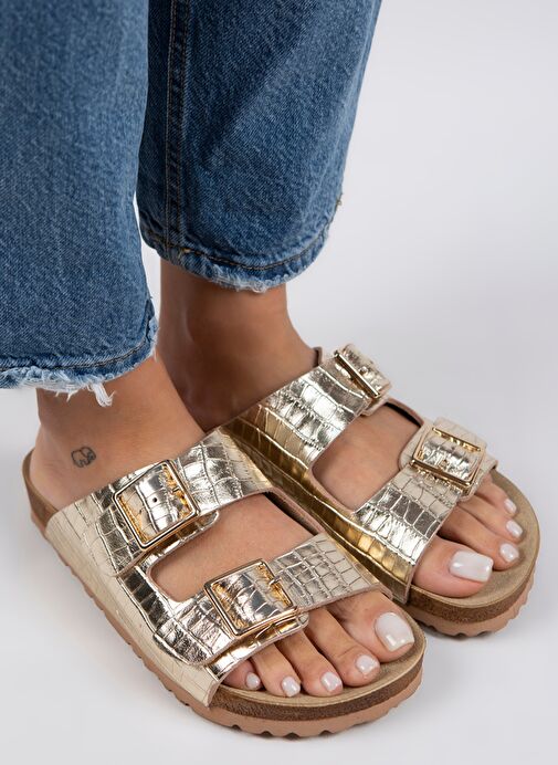 Manijero Gold Kadın Deri Terlik MNJ.091.01 - Görsel 4