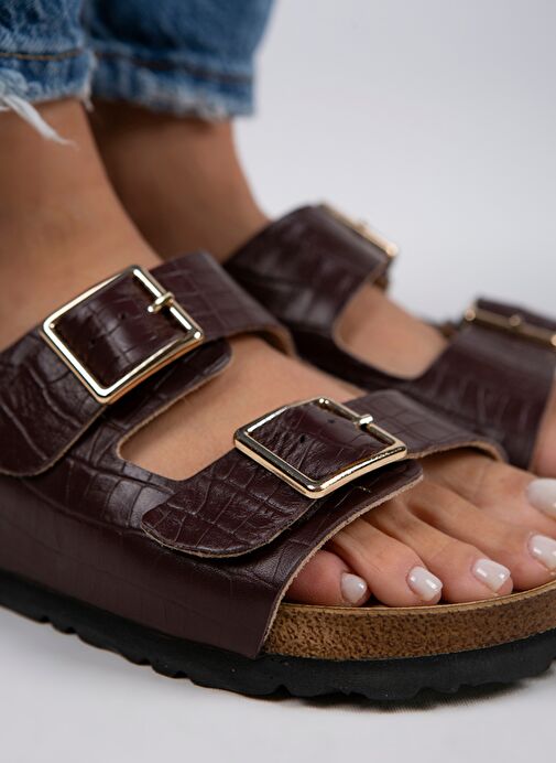 Manijero Bordo Kadın Deri Terlik MNJ.091.04 - Görsel 4