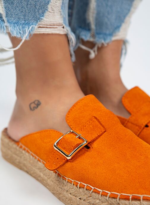 Manijero Turuncu Kadın Süet Terlik MNJ.092.03 - Görsel 5