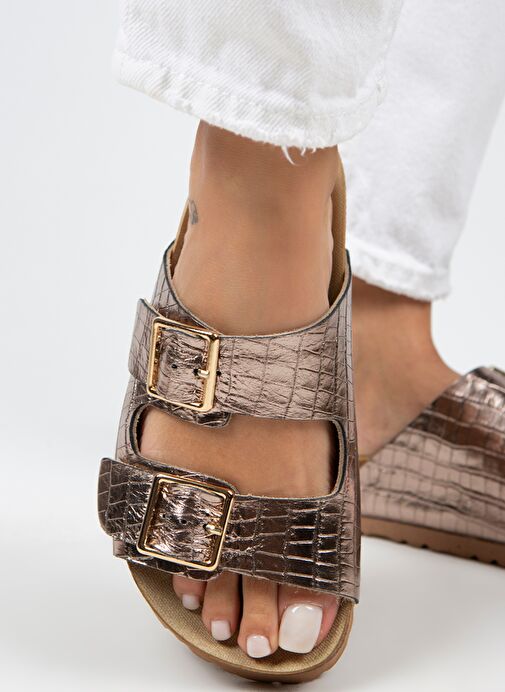 Manijero Bakır Kadın Deri Terlik MNJ.091.09 - Görsel 2