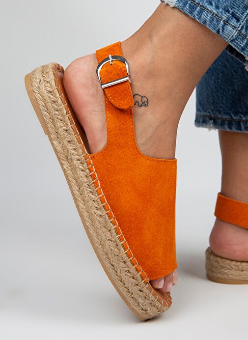 Manijero Turuncu Kadın Süet Sandalet MNJ.007.05 - Görsel 2