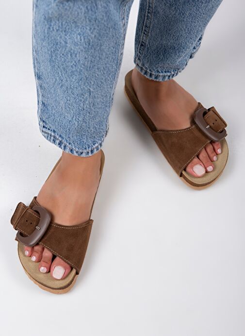 Manijero Kahverengi Kadın Süet Terlik MNJ.001.12 - Görsel 2