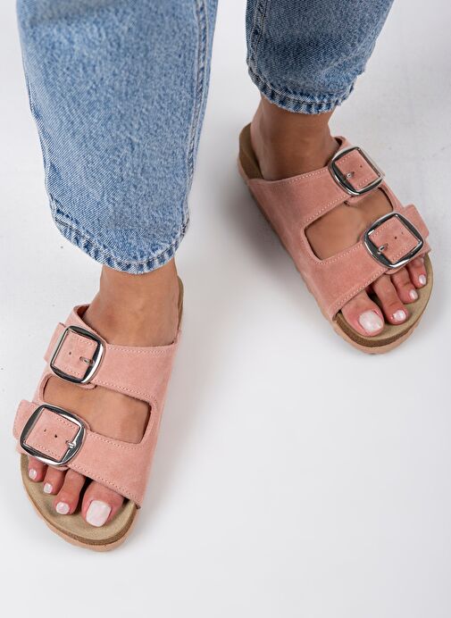 Manijero Pudra Kadın Süet Terlik MNJ.010.35 - Görsel 11