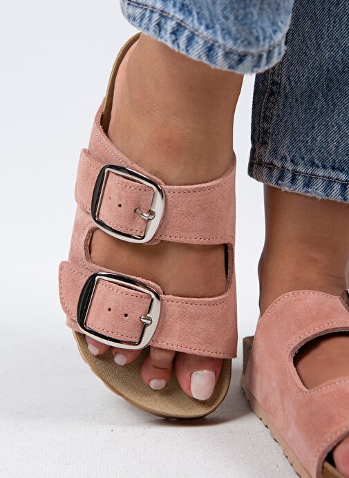 Manijero Pudra Kadın Süet Terlik MNJ.010.35 - Görsel 7