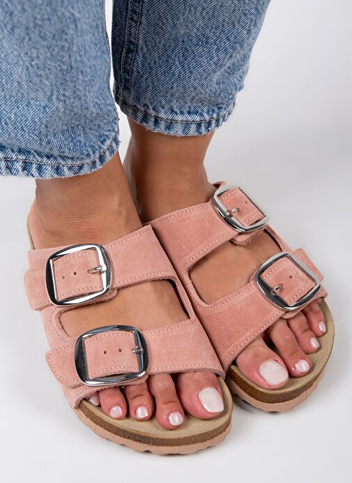 Manijero Pudra Kadın Süet Terlik MNJ.010.35 - Görsel 4