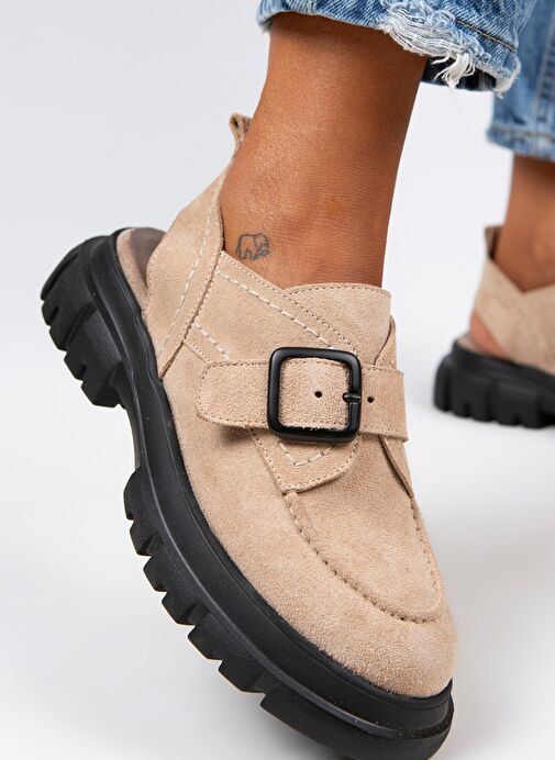 Manijero Bej Kadın Süet Sandalet MNJ.084.02 - Görsel 6