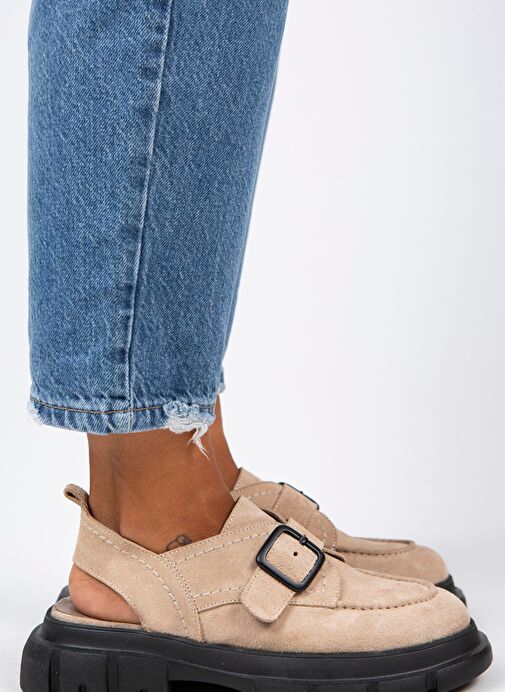 Manijero Bej Kadın Süet Sandalet MNJ.084.02 - Görsel 2