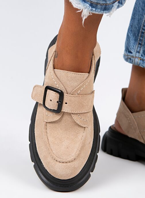 Manijero Bej Kadın Süet Sandalet MNJ.084.02 - Görsel 5