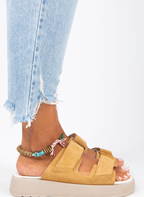 Manijero Açık Hardal Kadın Süet Terlik MNJ.082.07 - Görsel 4