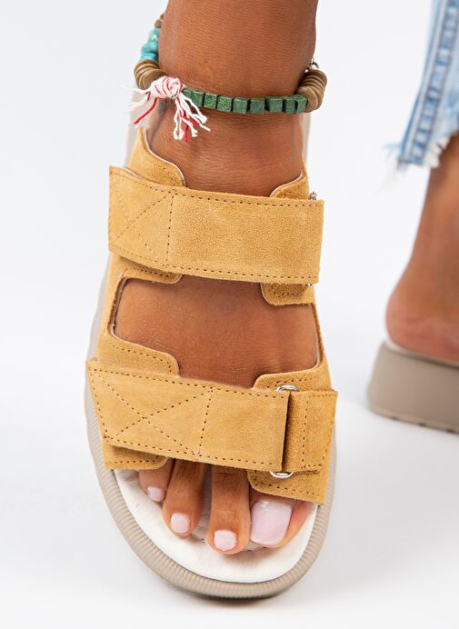 Manijero Açık Hardal Kadın Süet Terlik MNJ.082.07 - Görsel 2