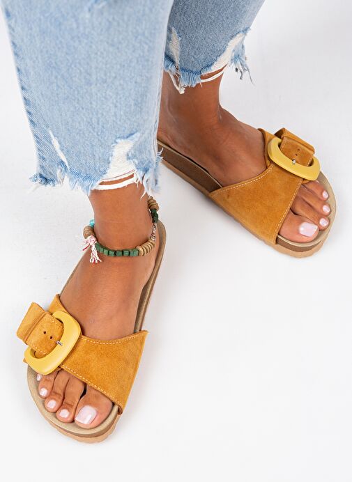 Manijero Hardal Kadın Deri Terlik MNJ.001.13 - Görsel 2