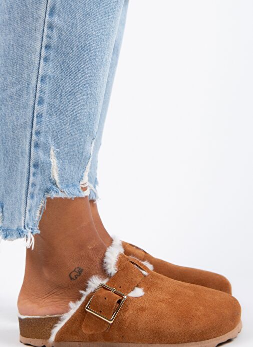 Manijero Taba Kadın Süet - Kürklü Terlik MNJ.098.03 - Görsel 8