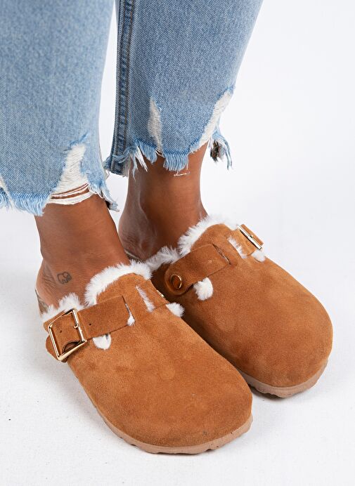 Manijero Taba Kadın Süet - Kürklü Terlik MNJ.098.03 - Görsel 2