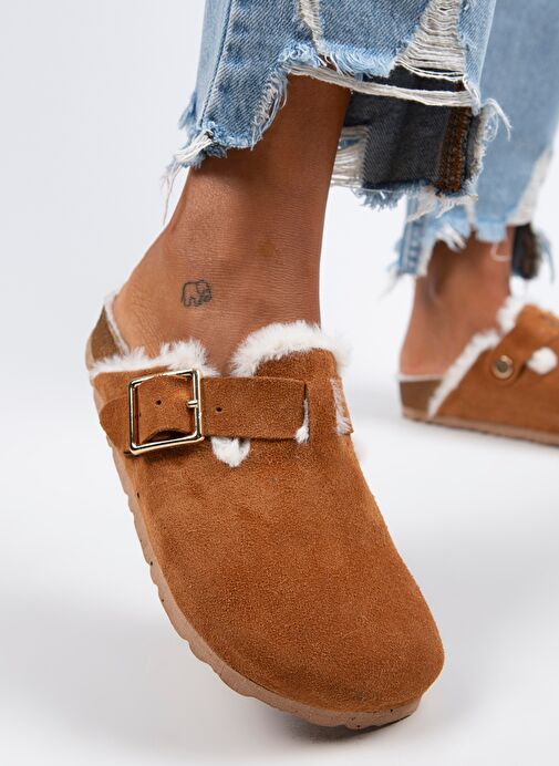 Manijero Taba Kadın Süet - Kürklü Terlik MNJ.098.03 - Görsel 4