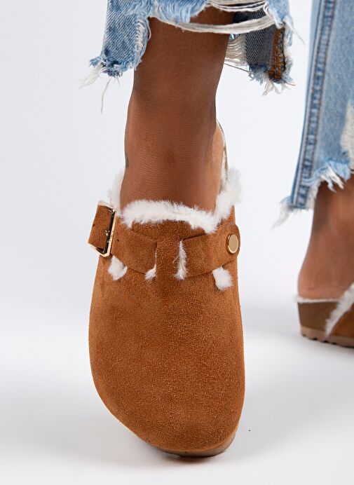 Manijero Taba Kadın Süet - Kürklü Terlik MNJ.098.03 - Görsel 5
