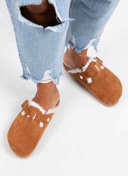 Manijero Taba Kadın Süet - Kürklü Terlik MNJ.098.03 - Görsel 6