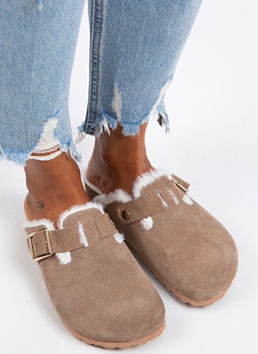 Manijero Vizon Kadın Süet - Kürklü Terlik MNJ.098.04 - Görsel 4