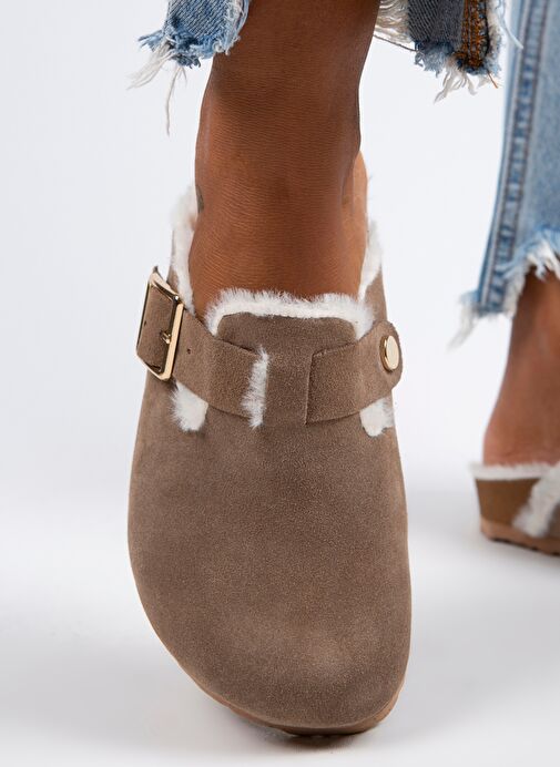 Manijero Vizon Kadın Süet - Kürklü Terlik MNJ.098.04 - Görsel 7