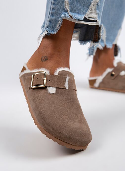 Manijero Vizon Kadın Süet - Kürklü Terlik MNJ.098.04 - Görsel 6